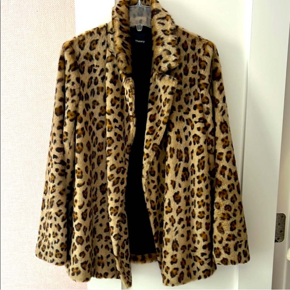 Theory Leopard Print Teddy Jacket